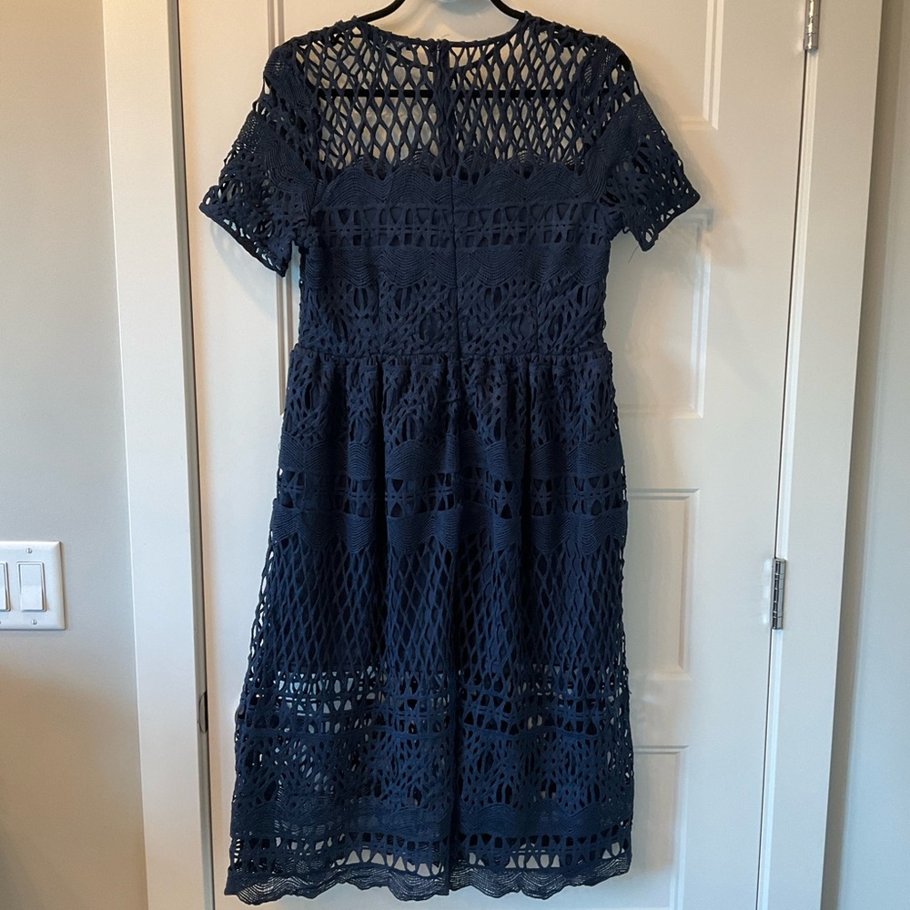 Boohoo Navy Crochet Midi Dress - Picture 2 of 7